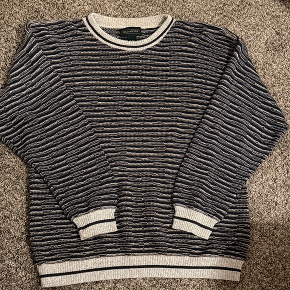 Hill & Archer Other - Striped Crewneck Knit Sweater Navy/Cream/Green 100% Cotton